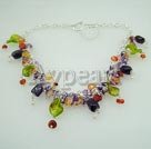 Discount pearl crystal and agate and colored glaze necklace