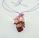 Discount garnet and three colored jade necklace