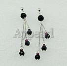 Handmade black crystal garnet earrings