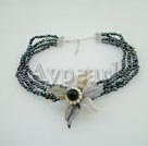 Handmade pearl agate choker