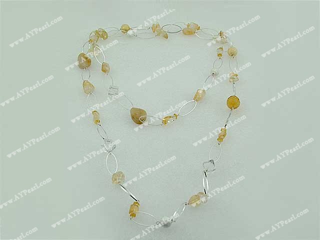 Handmade white yellow crystal necklace