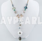 Handmade Biwa pearl crystal shell necklace