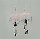 rose quartz and black lip shell earrings