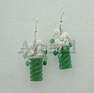 Handmade green agate white porcelain earrings