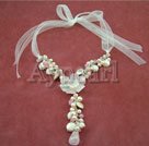 pearl and rose quartz flower necklace