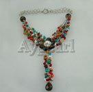 Handmade pearl agate coral crystal necklace