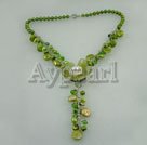 coin pearl crystal and peridot jade necklace