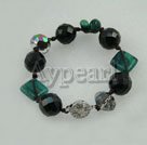 Discount black agate and crystal and blue jade bracelet