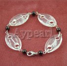 Handmade white crystal garnet bracelet