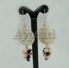 Handmade pearl shell garnet earrings
