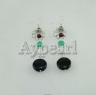 Handmade garnet black agate earrings