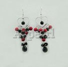 Handmade blood stone black crystal earrings