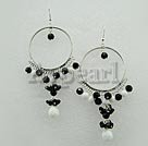 Handmade black crystal white porcelain earrings