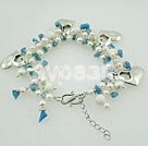 Handmade pearl blue gem bracelet