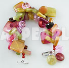 Discount three colored jade and crystal bracelet