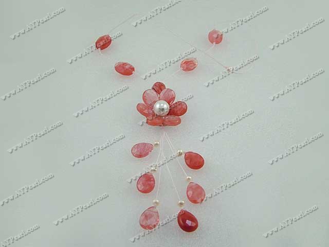 Handmade cherry quartz necklace