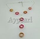 Discount white crystal and three colored jade necklace