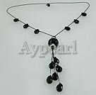 Handmade black agate necklace