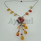 Discount pearl and agate flower necklace