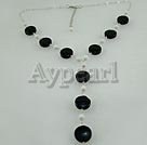 Handmade black agate white porcelain necklace