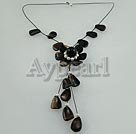 Handmade black agate pearl necklace