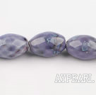 Porcelain Beads, Purple, 17*25mm rice shape, Sold per 15-inch strand