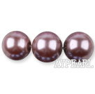 Glass pearl beads,14mm round,purple, about 62pcs/strand, Sold per 32-inch strand