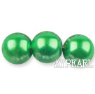 Glass pearl beads,14mm round,aquamarine, about 62pcs/strand, Sold per 32-inch strand