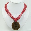 Handmade coral jade necklace