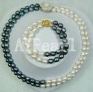 7-8mm white and black pearl sets