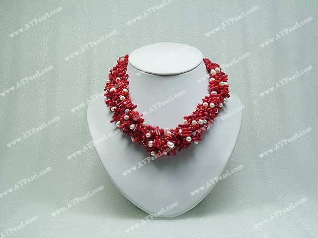 Handmade coral pearl necklace