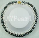 Discount 7-8mm white and black pearl beaded necklace