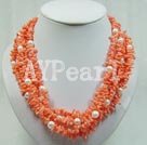 Handmade coral pearl necklace