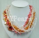 multi strand pearl crystal necklace