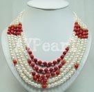 Handmade pearl coral necklace