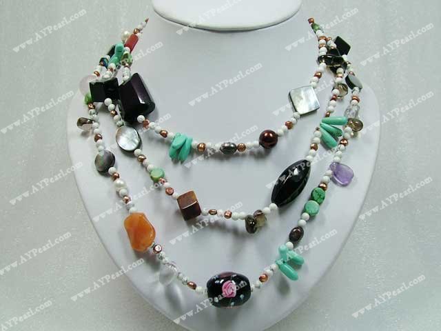 multi strand multi stone necklace