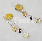 shell and silver leaf agate earrings