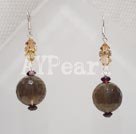 smoky quartz and austrian crystal ball earrings