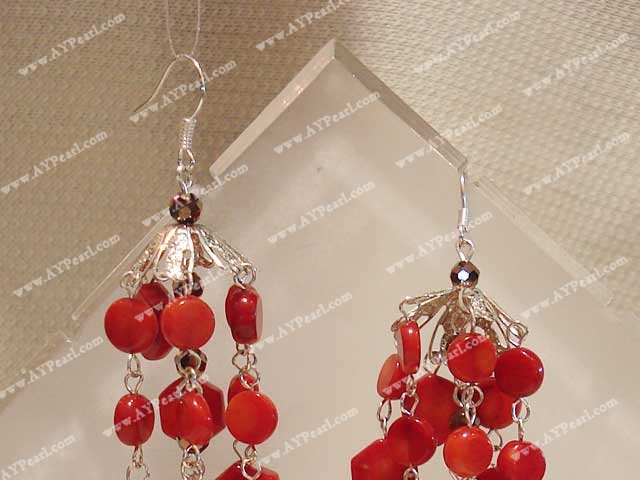 Handmade coral crystal earring