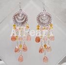 agate and cherry quartz earrings