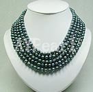 6-7mm black pearl beaded necklace