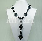 Handmade black agate pearl necklace