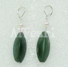 pearl and green stone earrings