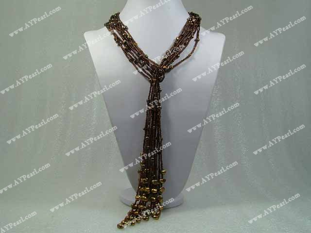 pearl and glass beads necklace