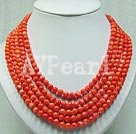 Discount 8mm 5-strands coral beaded necklace