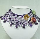 Discount amethyst and white crystal flower necklace