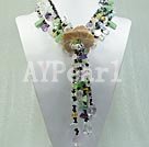 Discount crystal and multi stone and shell flower necklace