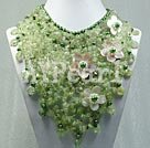 green rutilated quartz and pearl shell flower necklace