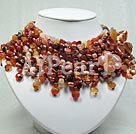 pearl and agate flower necklace under $ 40