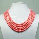 6mm 5-strands coral necklace Under $ 40